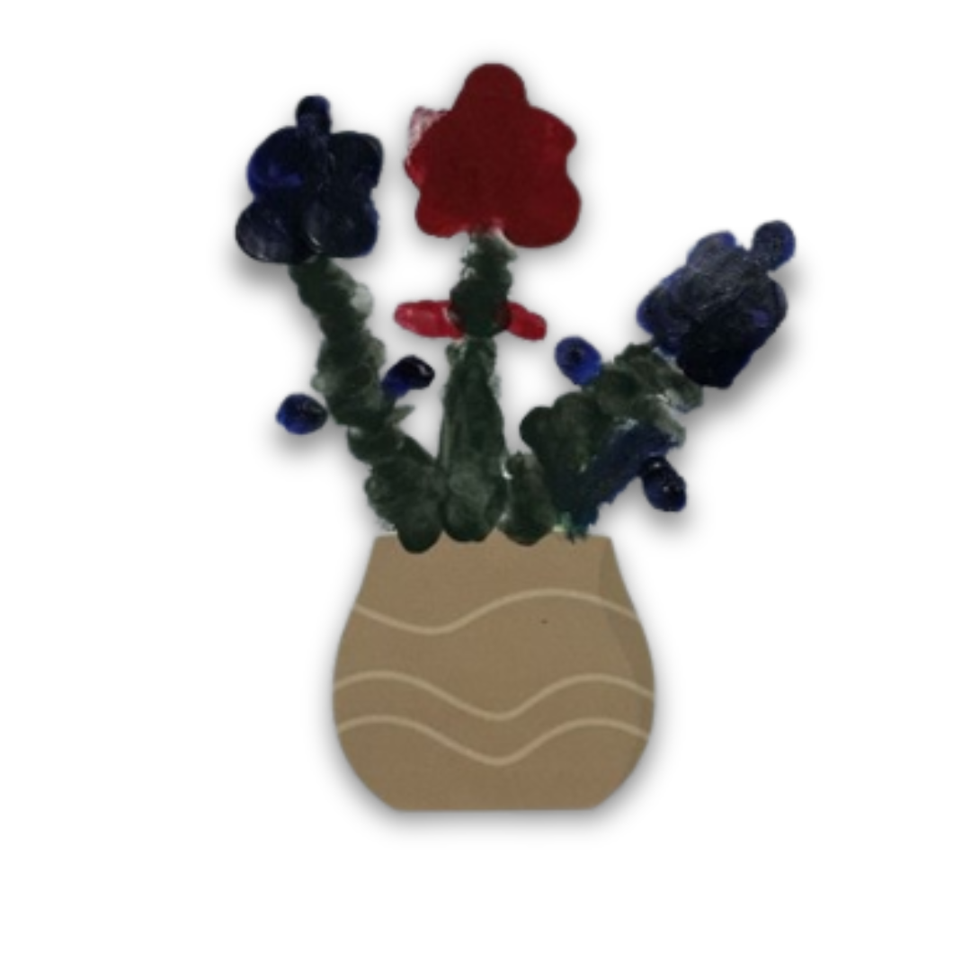 VAS BUNGA DARI TEKNIK FINGER PAINTING